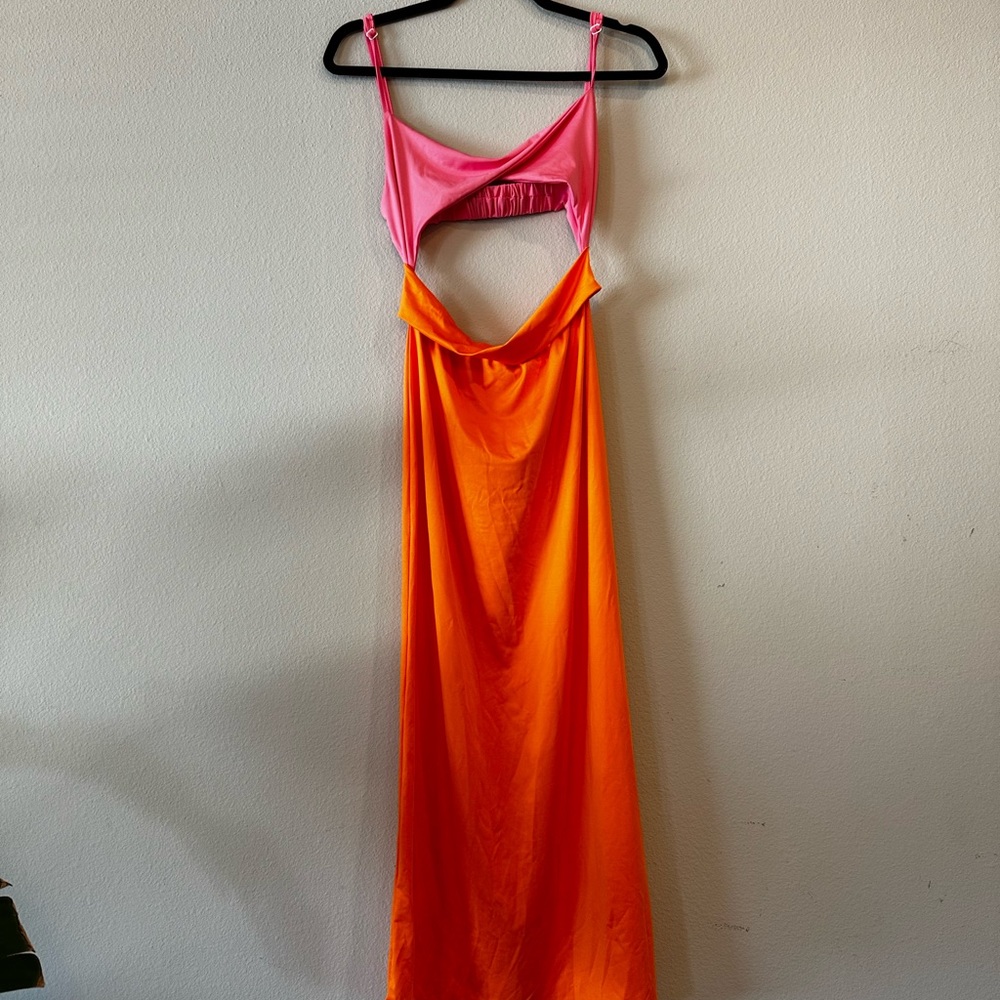Pink and Orange Cutout Dres